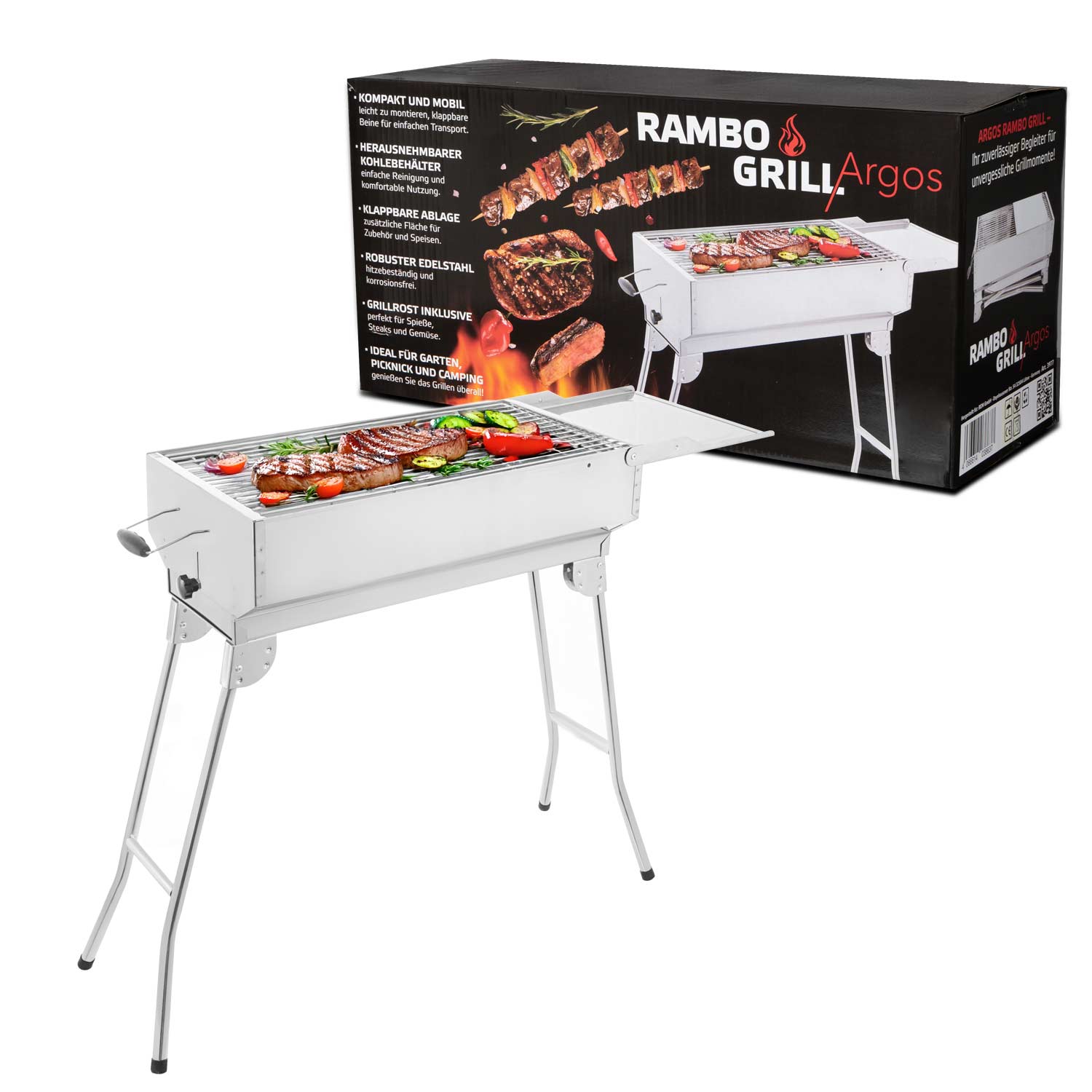 B-Ware Rambo Grill Argos - high-quality charcoal grill made of stainless steel