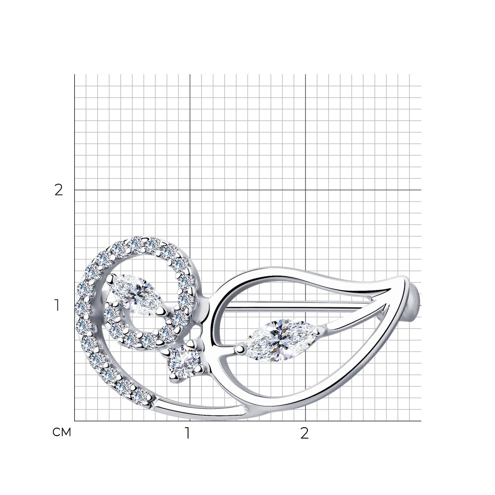 Sokolov brooch in 925 silver with zirconia