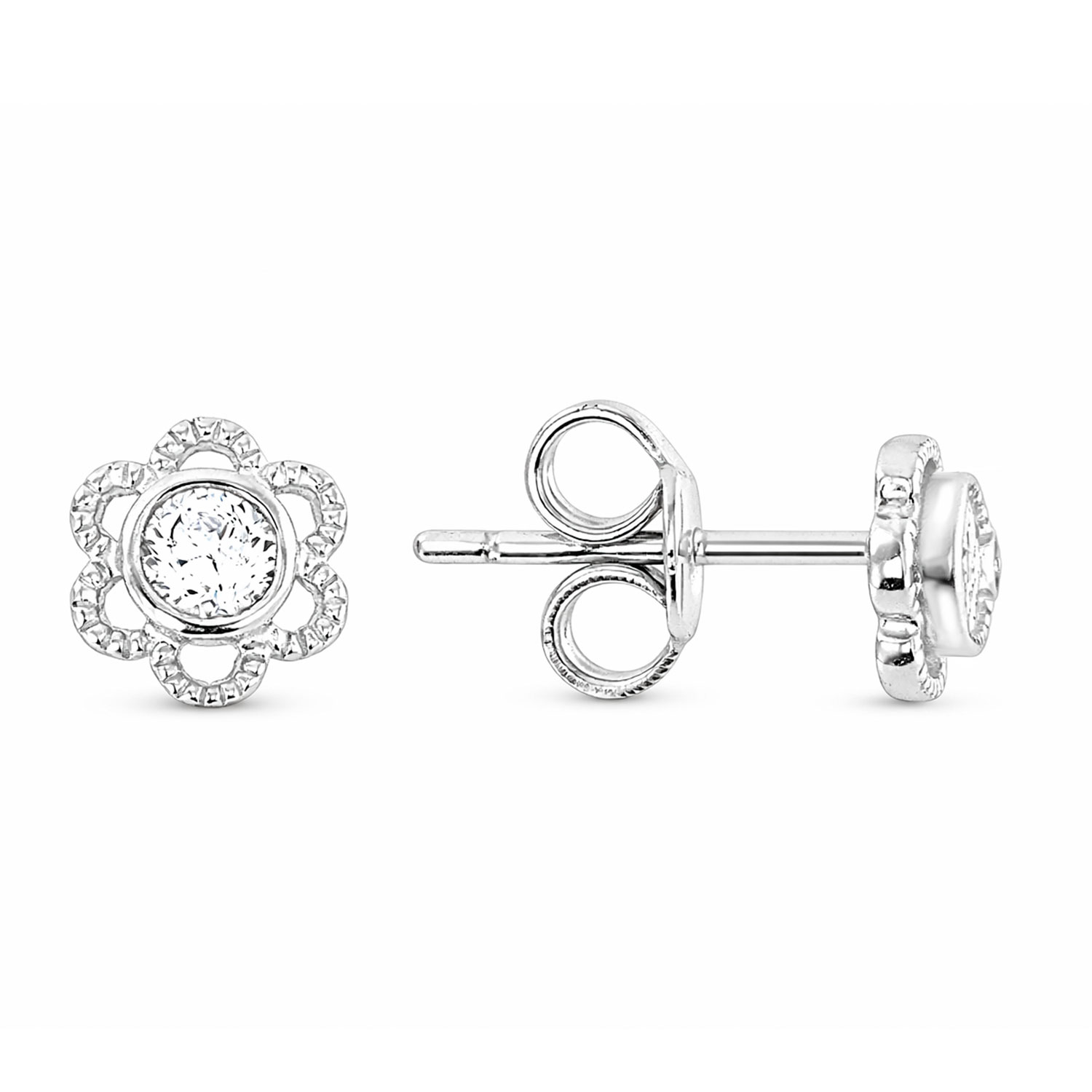 Stud earrings in 925 silver, with zirconia
