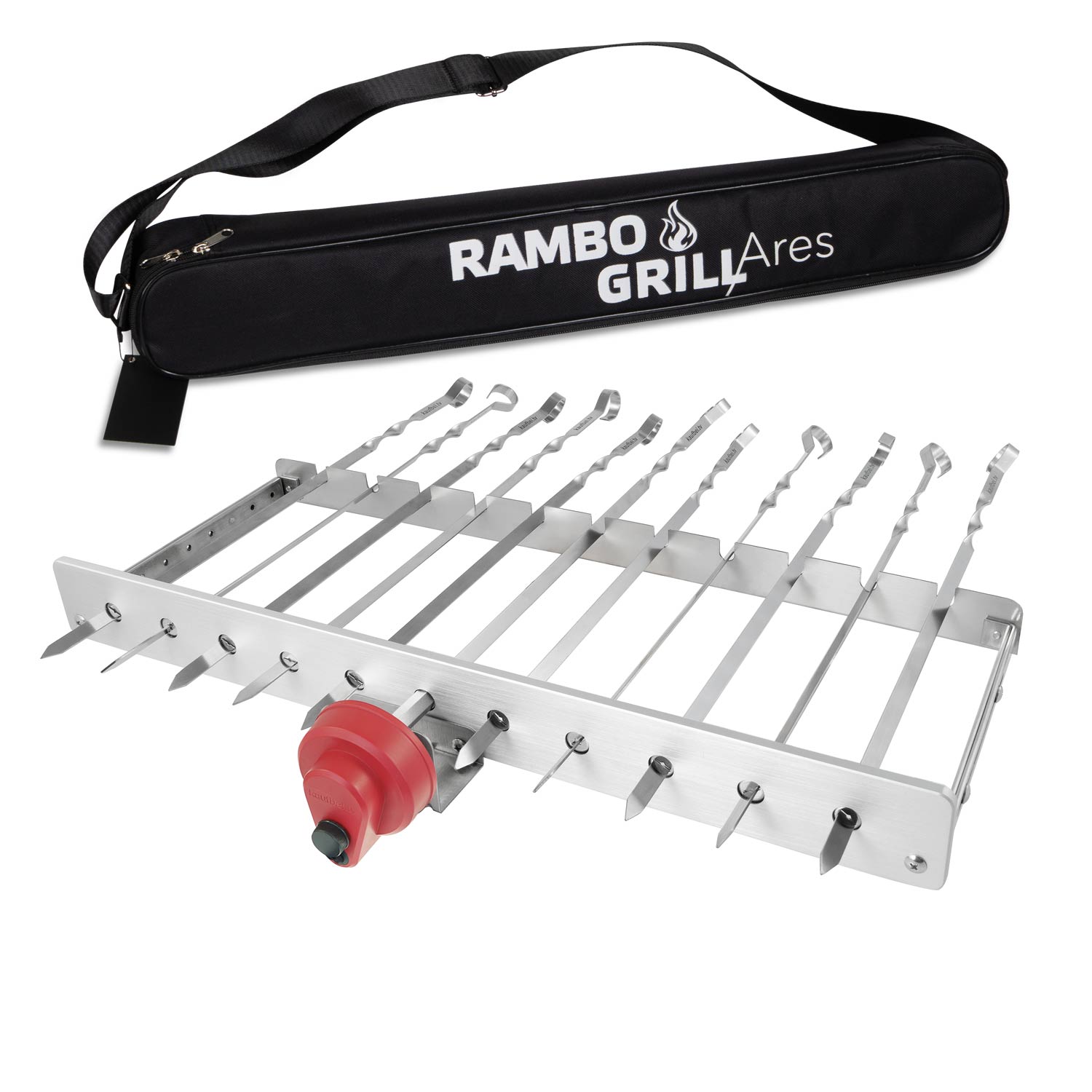 SMAK Set: Holzkohlegrill aus Edelstahl und Grillaufsatz mit Motor