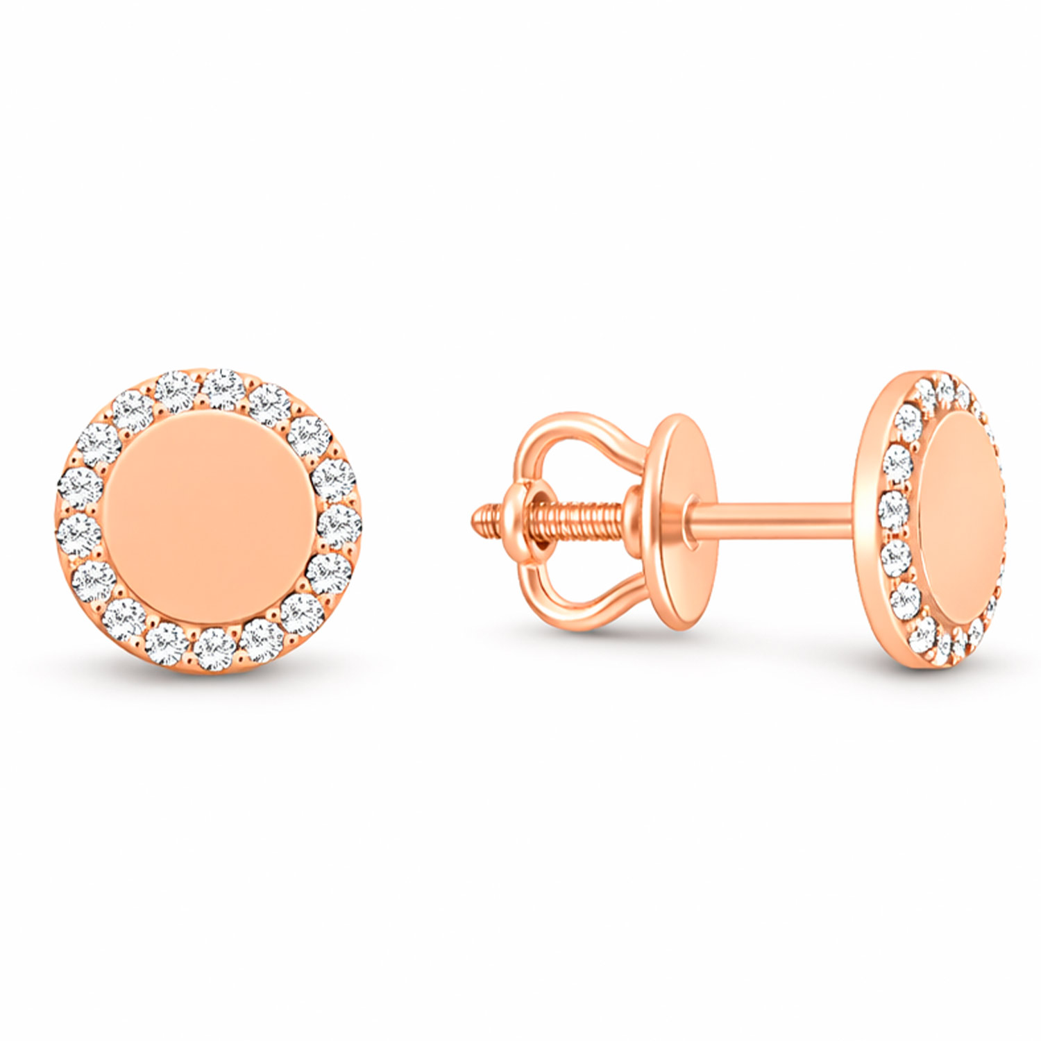 Stud earrings in 585 rose gold, with zirconia