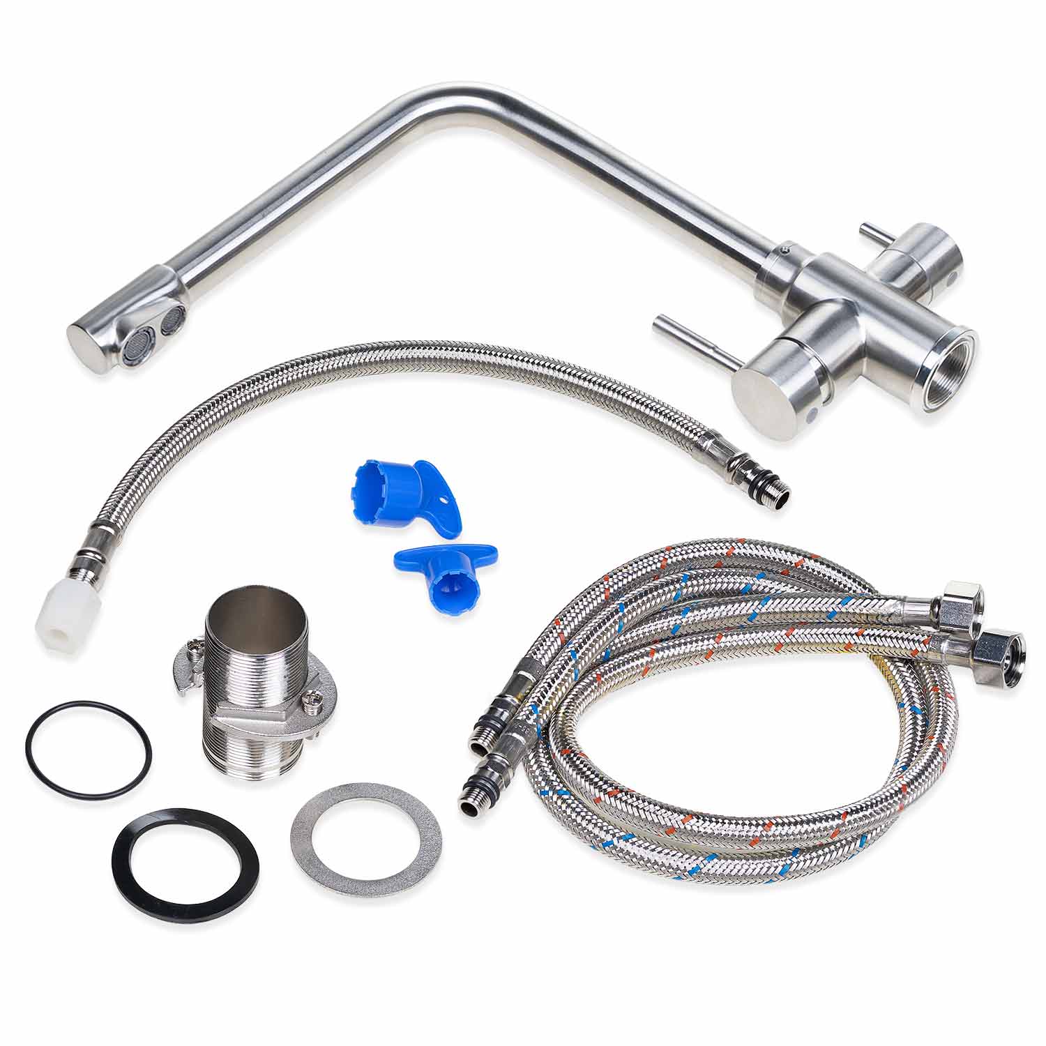 BEM 3-ходовой смеситель из нержавеющей стали 18/10, матовая шлифованная поверхность