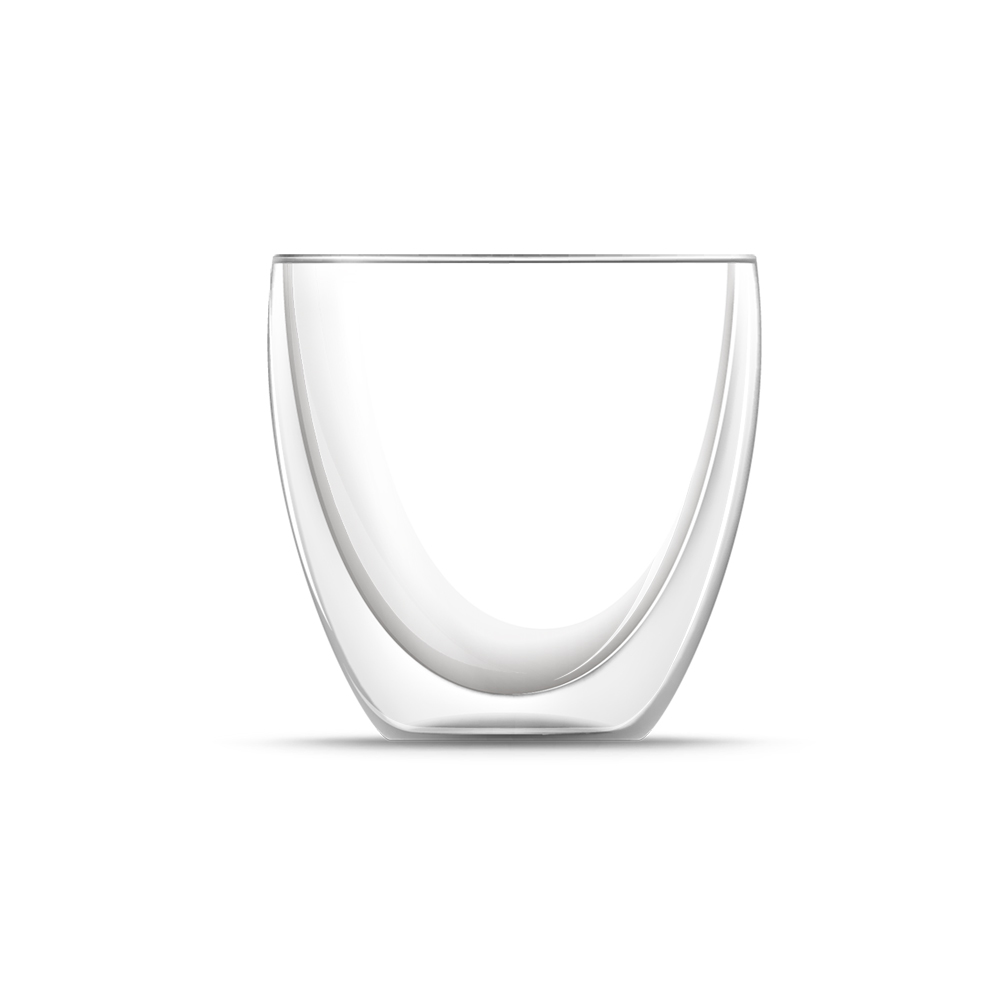 8-er Set: Vier Doppelwandige Kaffee Gläser (je 240 ml) & vier Glasstrohhalme