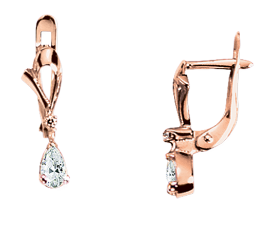 Elegant drop earrings, 585 rose gold, cubic zirconia, height approx. 20 mm