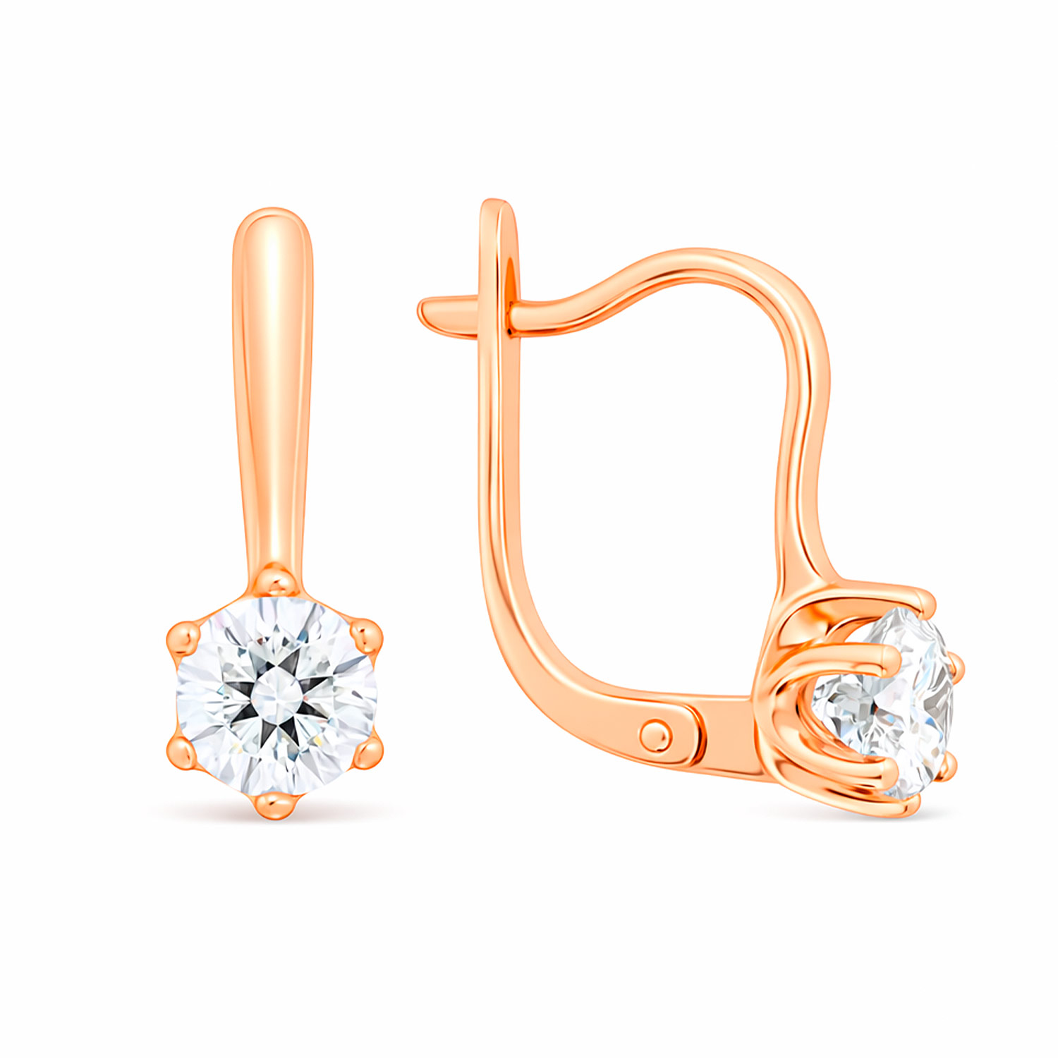 Earrings in 585 rose gold, with zirconia
