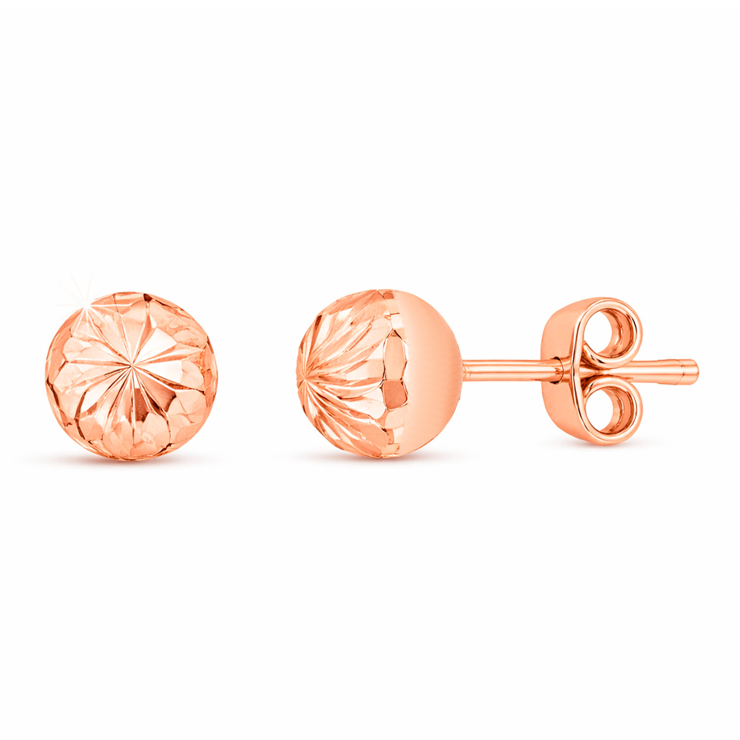 585 rose gold stud earrings, Ø approx. 6 mm