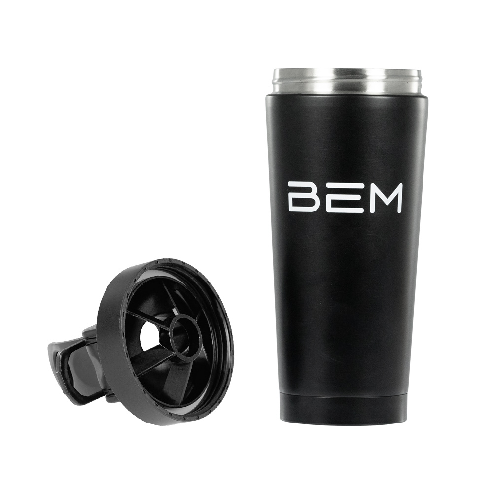 BEM Edelstahl Protein Shaker mit Schüttelkugel und One-Touch-Kippverschluss, 750 ml