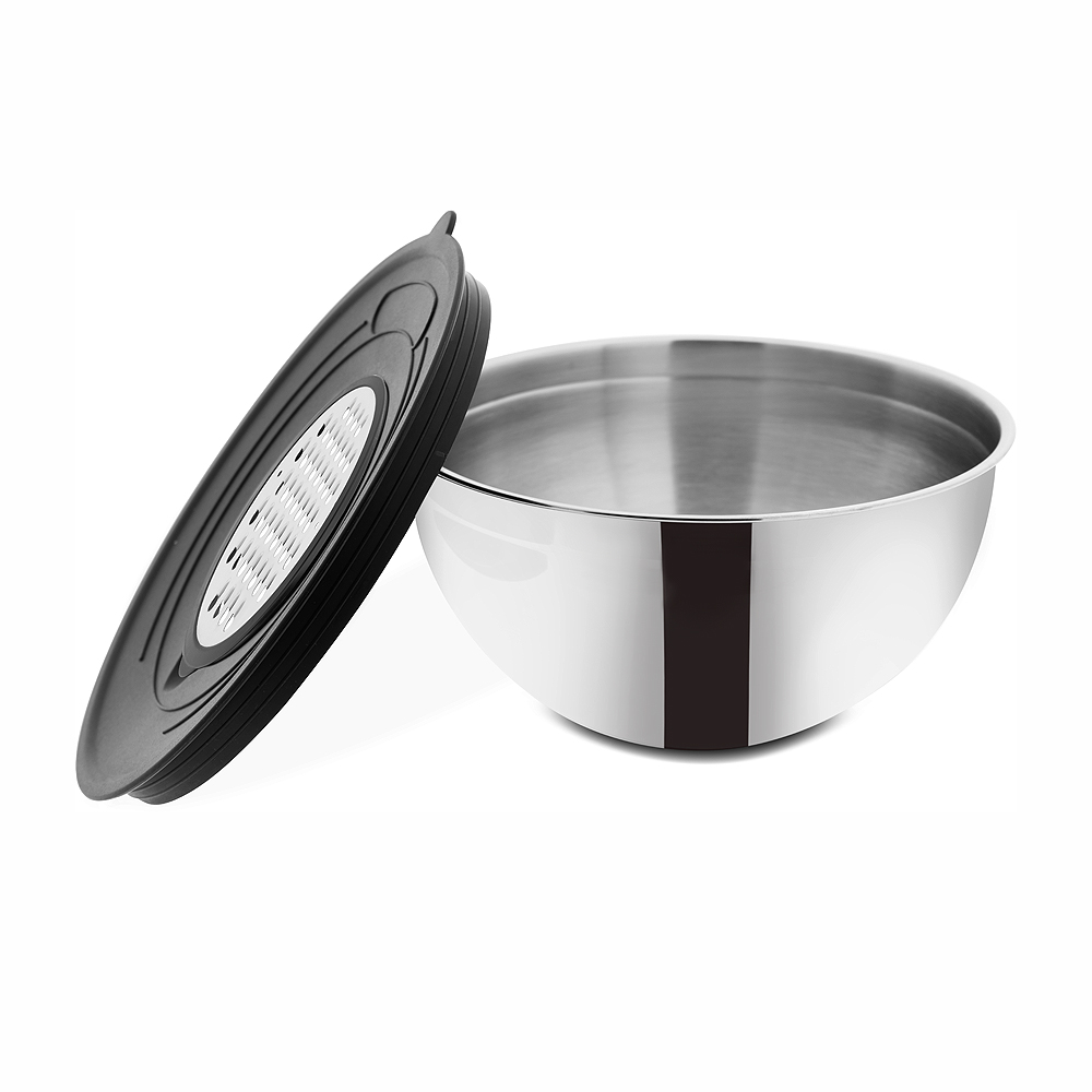 BEM stainless steel bowl set with 2 graters and lid 16 cm, 20 cm and 24 cm