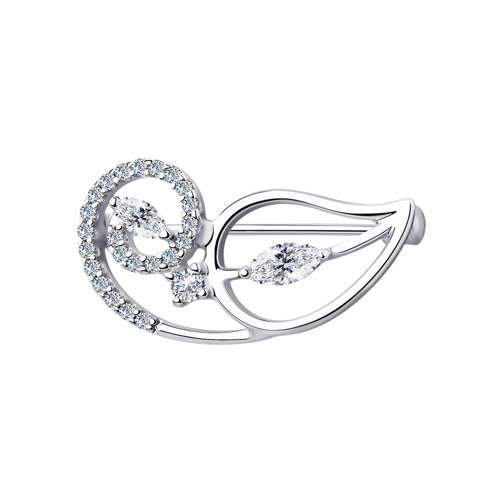 Sokolov brooch in 925 silver with zirconia