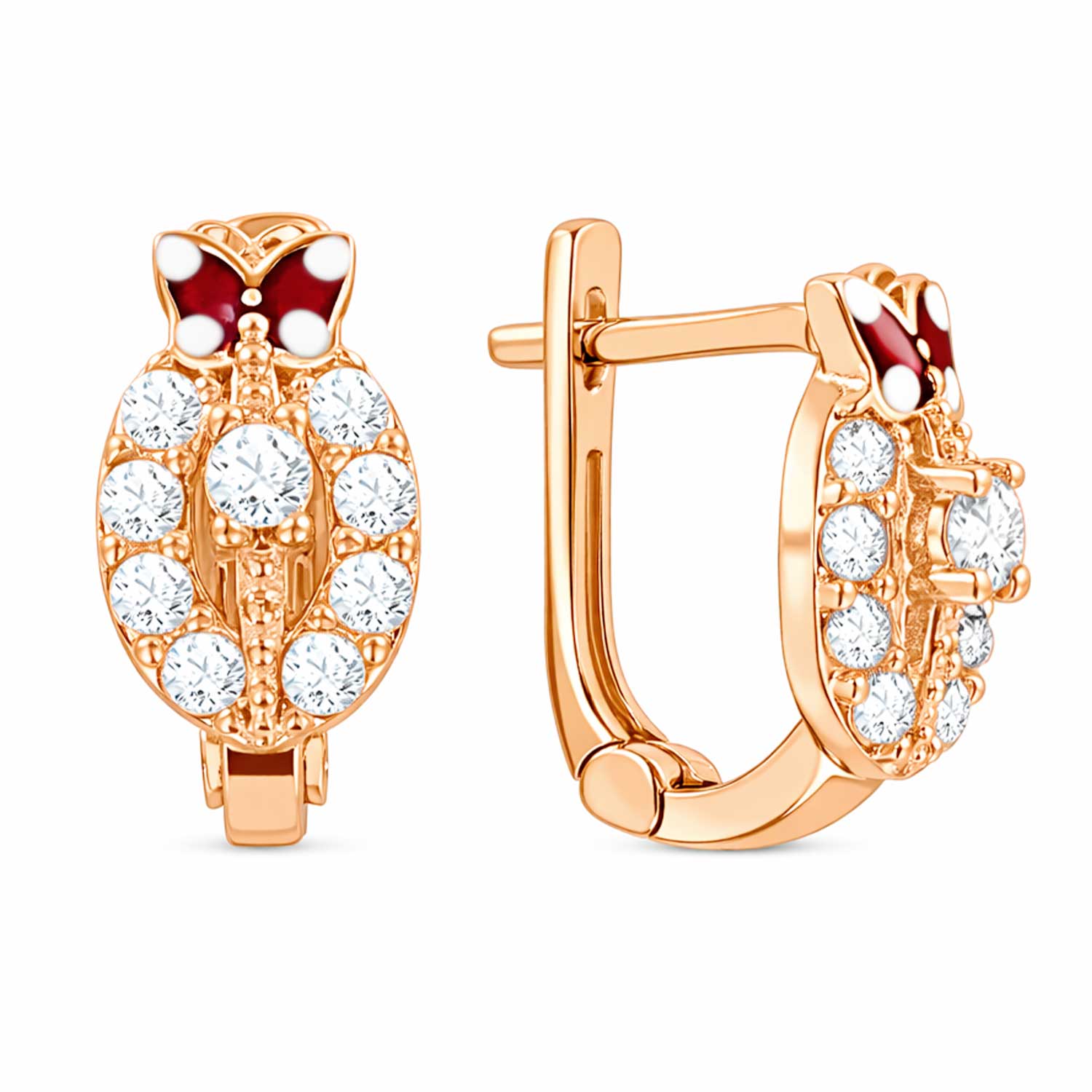 Earrings in 585 rose gold, with zirconia