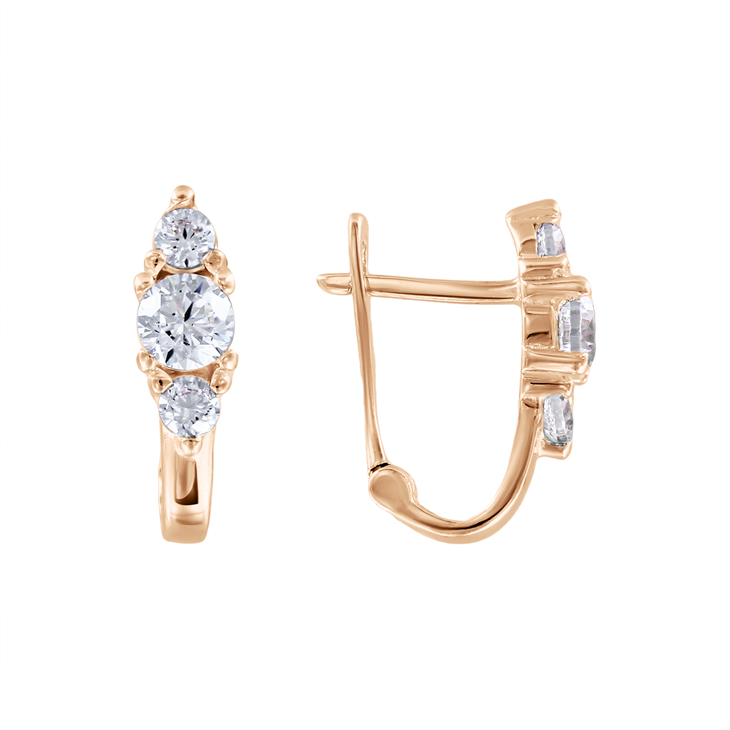Earrings in rose gold 585 with zirconia, height approx. 12 mm
