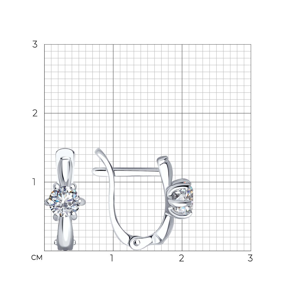 Красивые серьги из серебра 925 пробы, с фианитом Swarovski, высота ≈ 14 мм