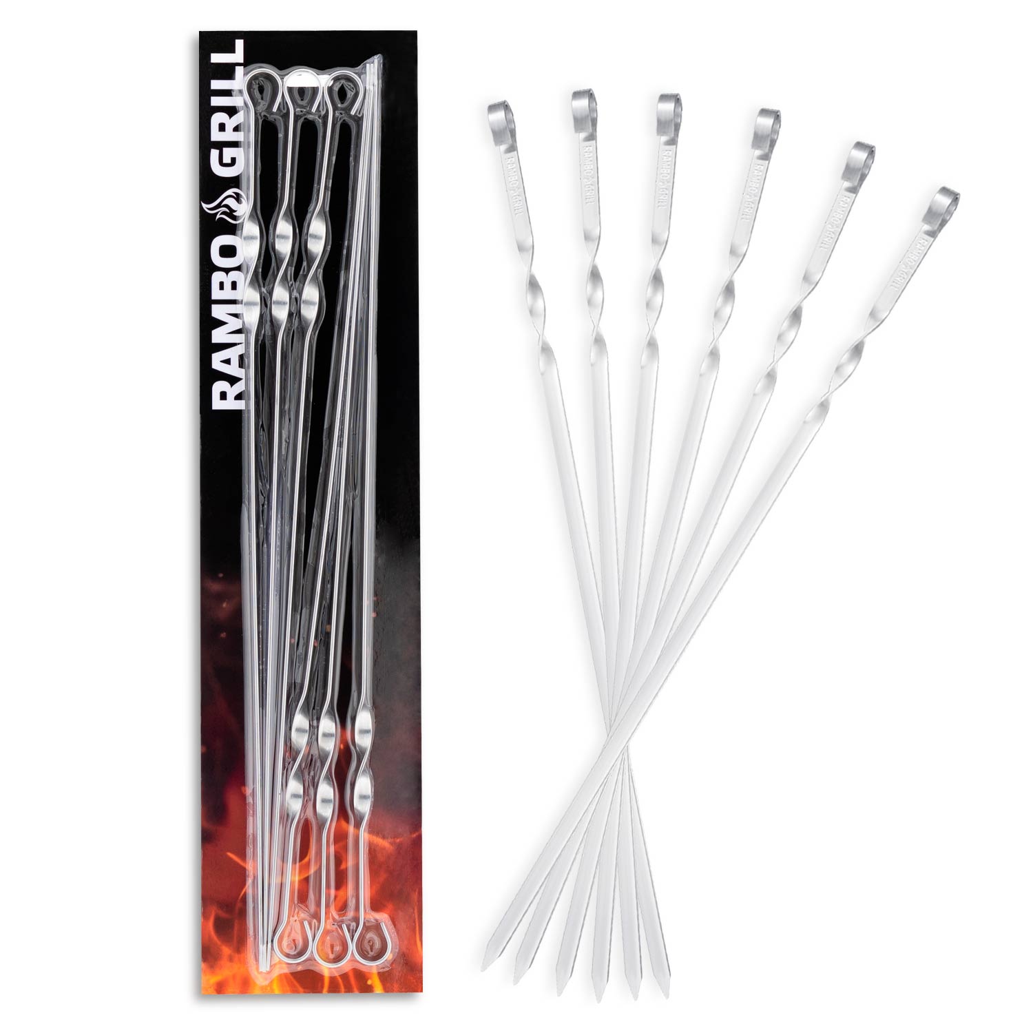 Rambo Grill stainless steel barbecue skewers (6 pieces, 50 cm)