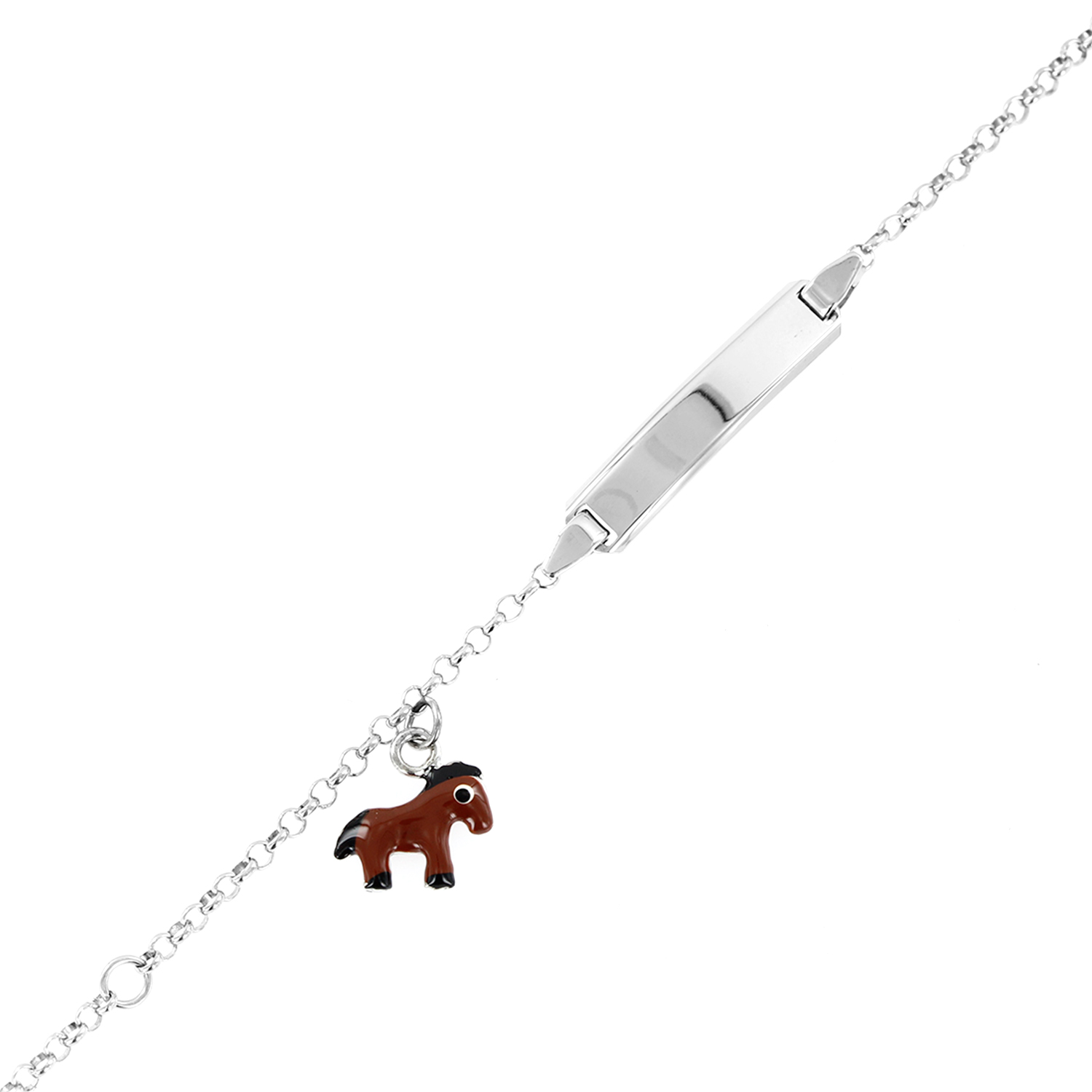 Cute children's bracelet made of 925 sterling silver with a horse charm, width approx. 2–5 mm