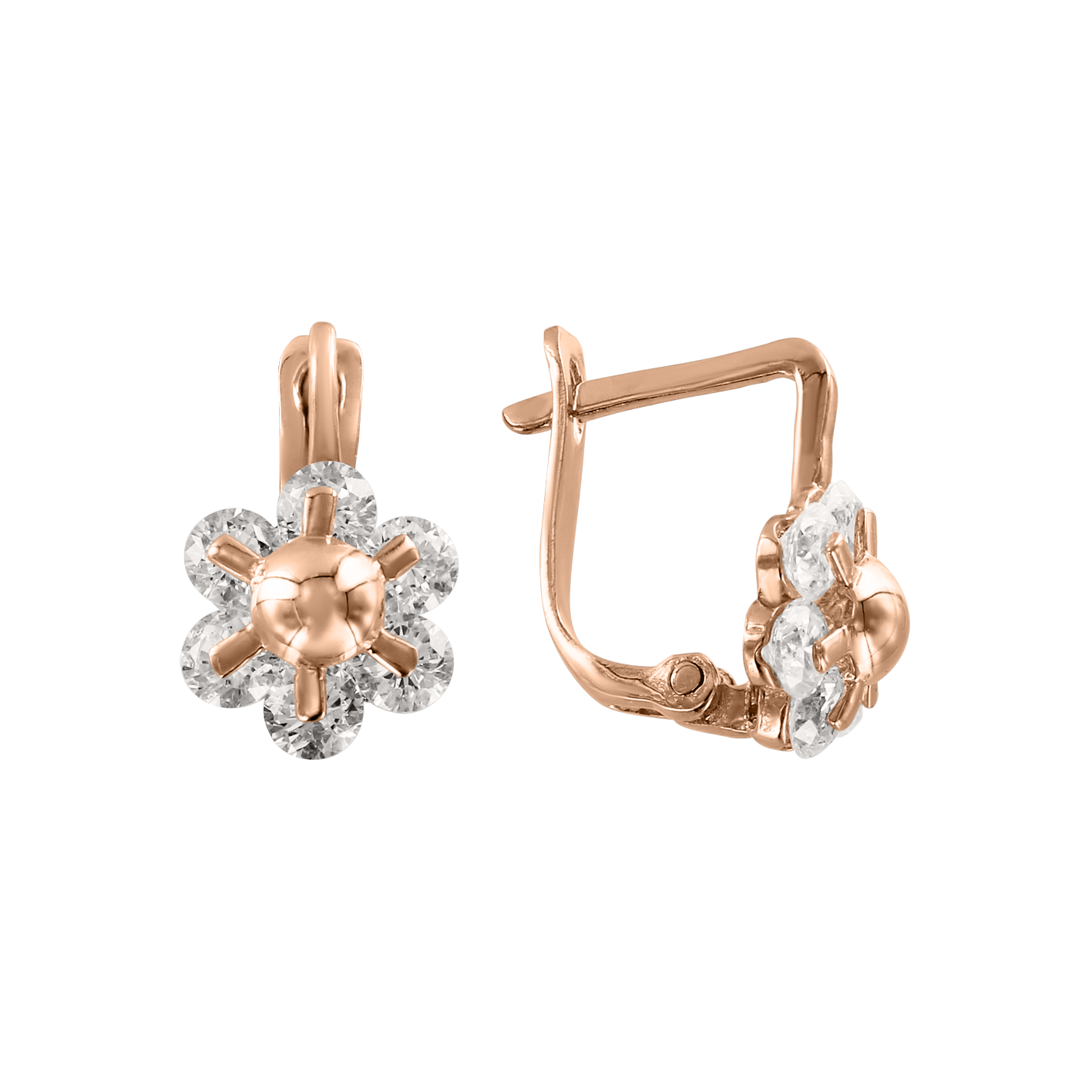 Enchanting earrings made of 585 rose gold and cubic zirconia, height approx. 12 mm
