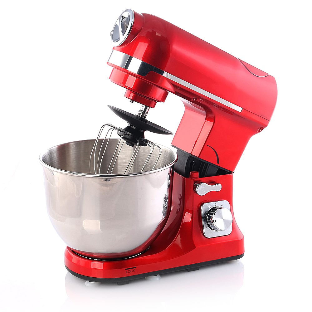 BEM Alex Küchenmaschine 3-in-1 mit Zubehör aus Edelstahl 5 Liter in rot
