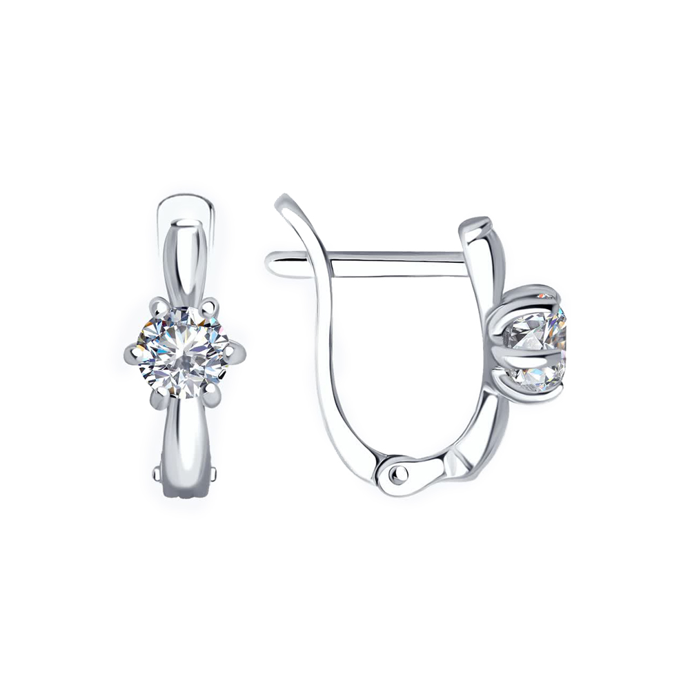 Красивые серьги из серебра 925 пробы, с фианитом Swarovski, высота ≈ 14 мм