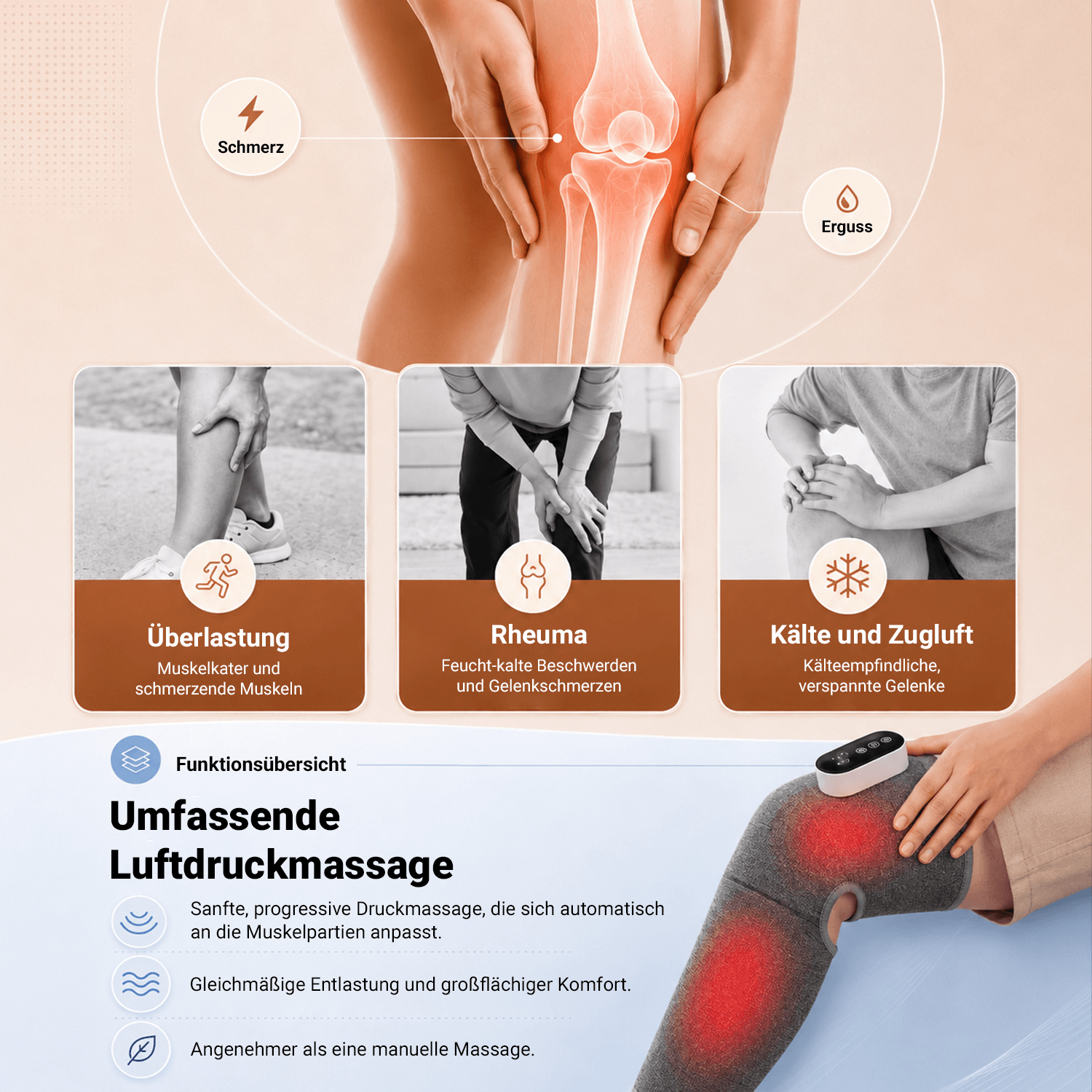 BEM LegSense Pro - cordless leg massager with heat function and gentle compression