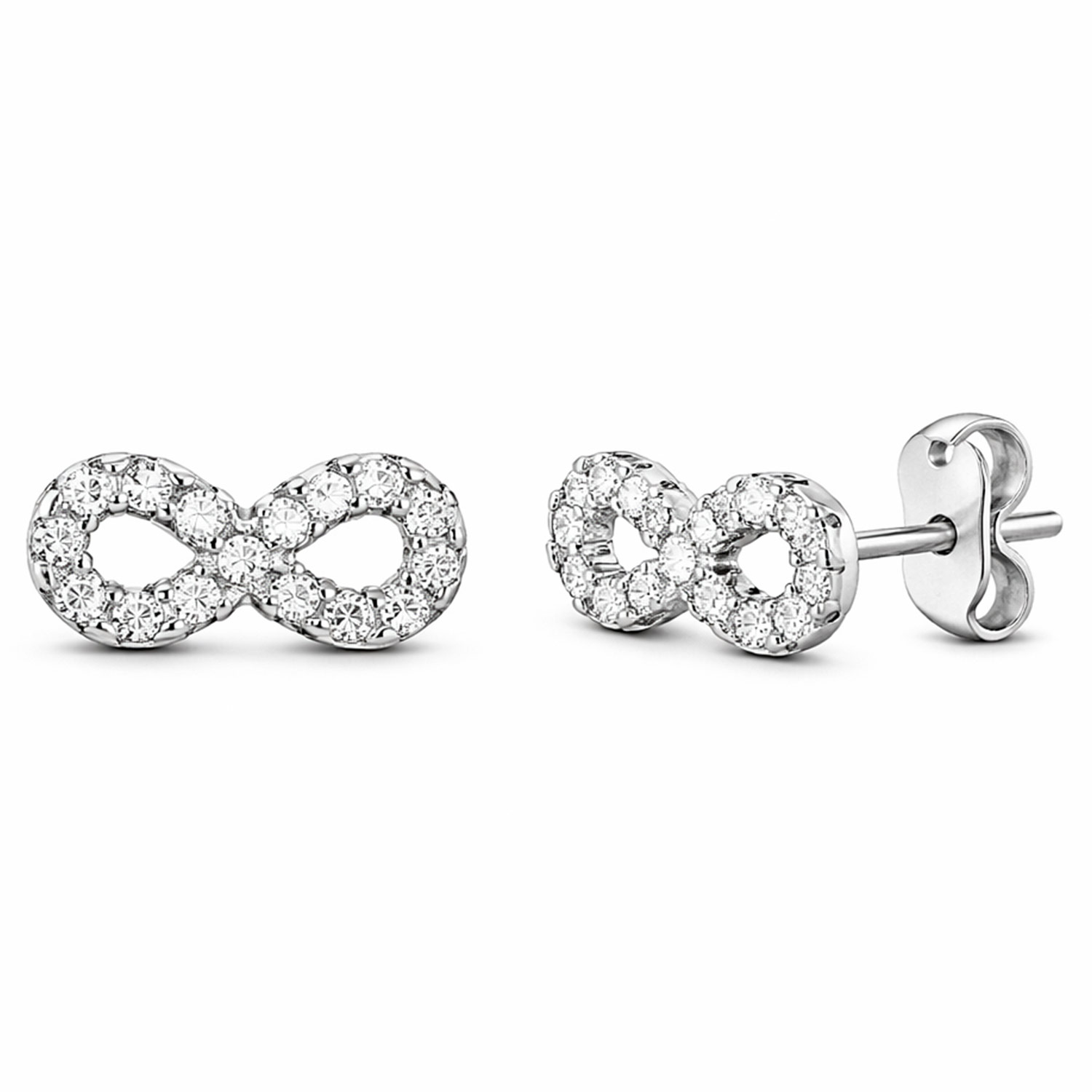 Серьги-пусеты из серебра 925 пробы, с фианитами