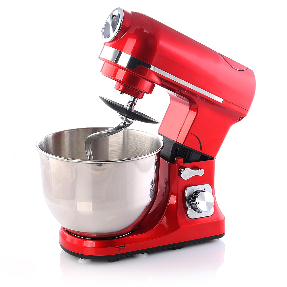 BEM Alex Küchenmaschine 3-in-1 mit Zubehör aus Edelstahl 5 Liter in rot