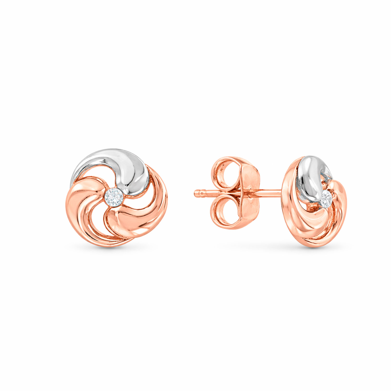 Poussettes in 585 rose gold, with zirconia