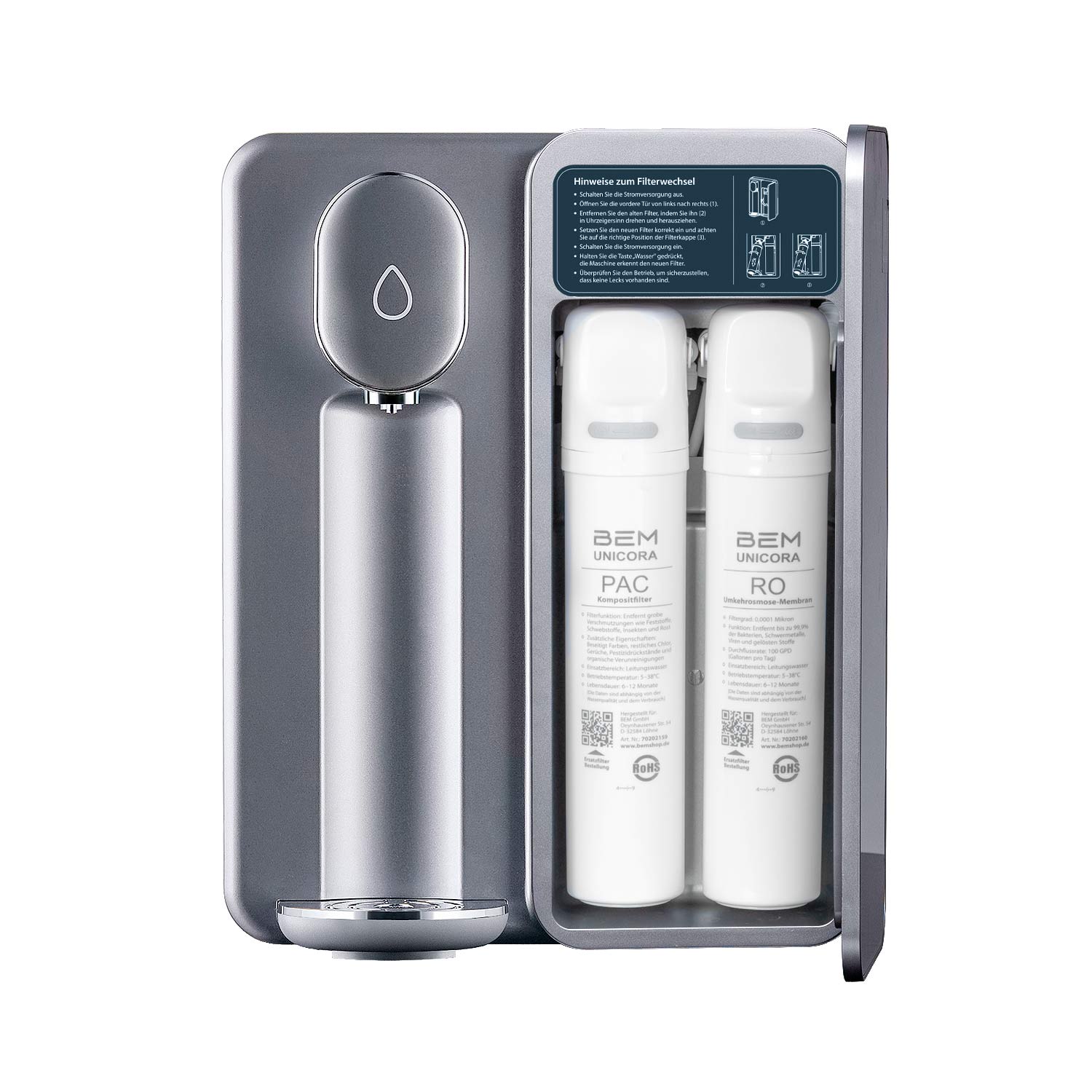 BEM Unicora reverse osmosis water filter with direct connection