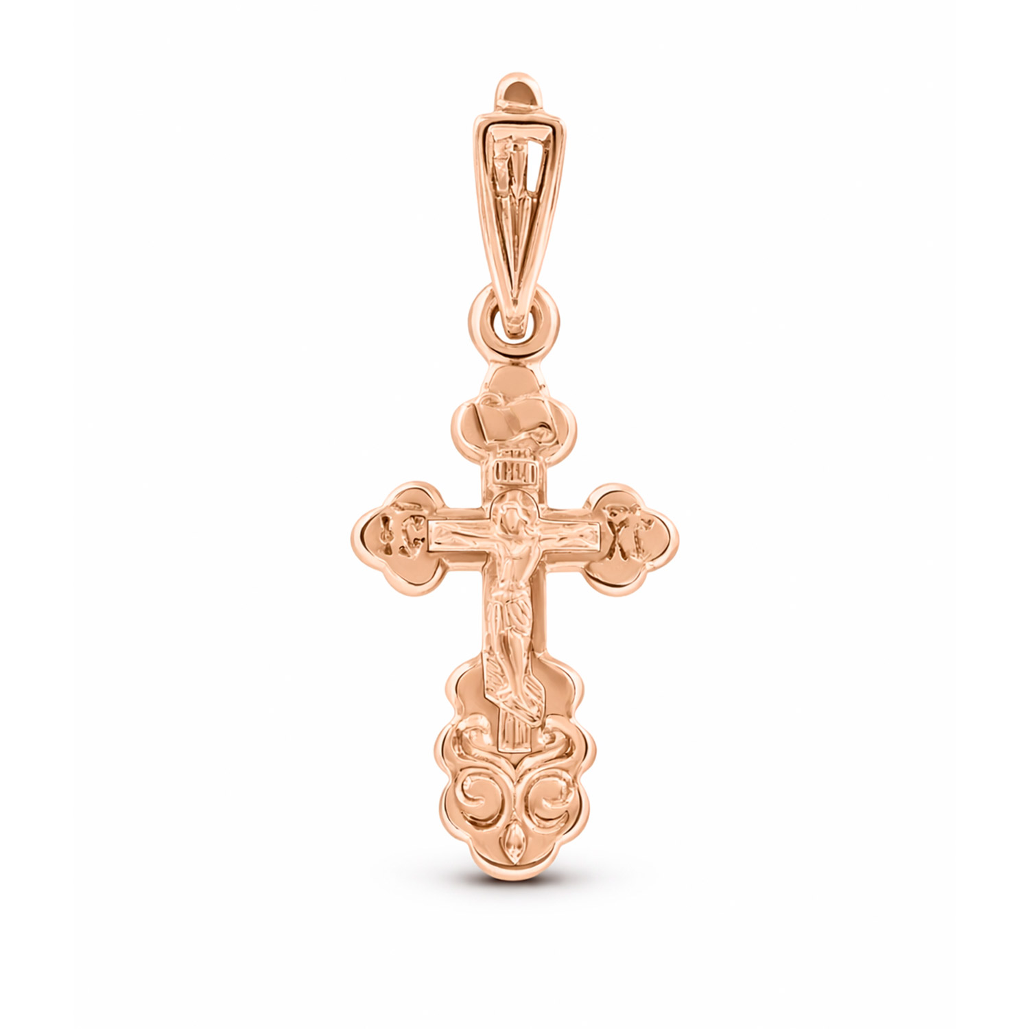 Beautiful cross pendant, Russian red gold 585, with engraving "Спаси и сохрани", height approx. 25 mm