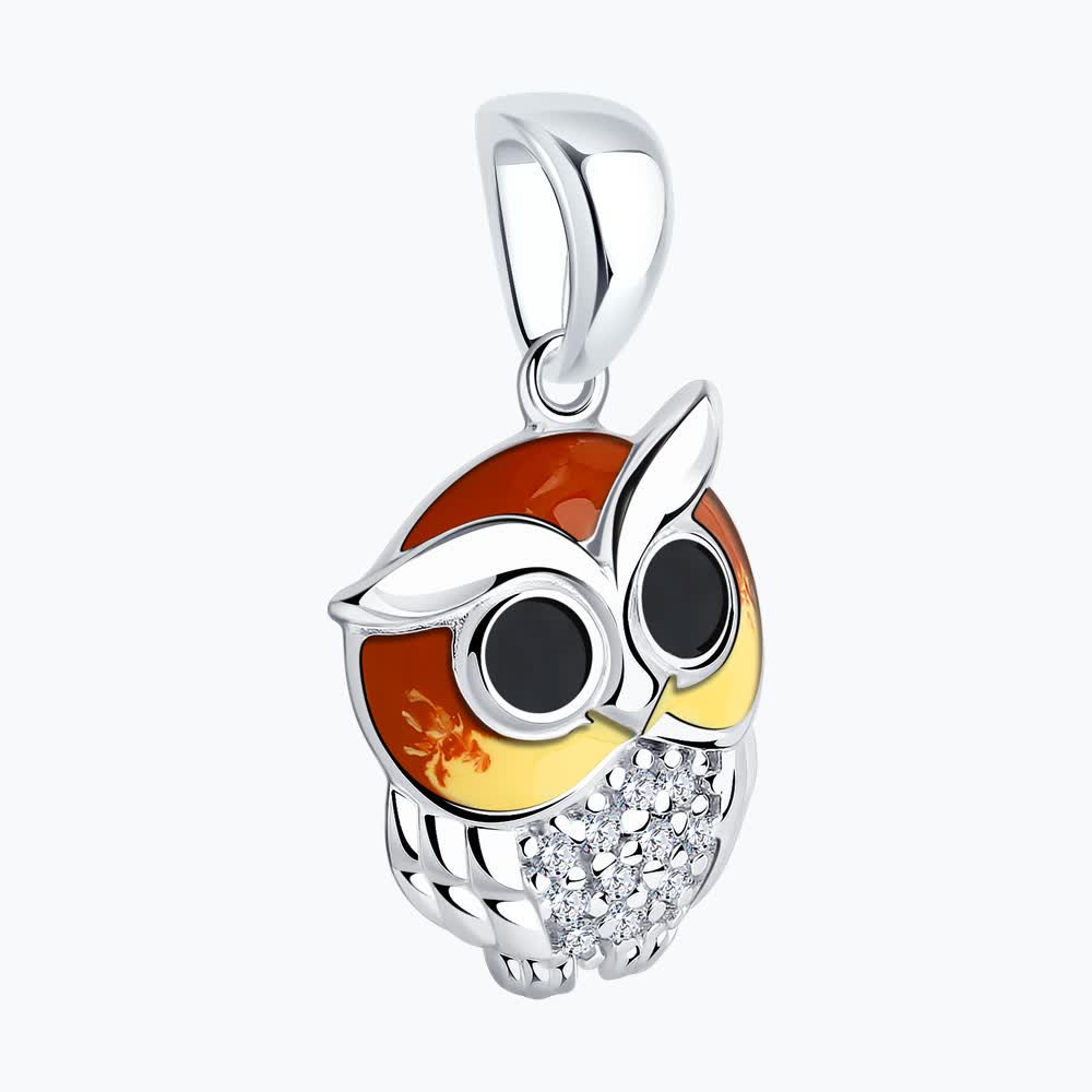 925 sterling silver pendant with cubic zirconia and enamel, height approx. 21 mm