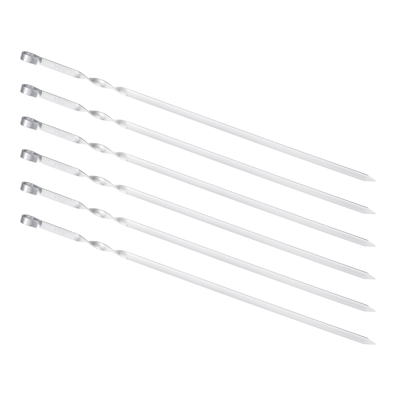 Rambo Grill Grillspieß-Set aus Edelstahl – 12 Stück (2x6er Pack), 50 cm Länge