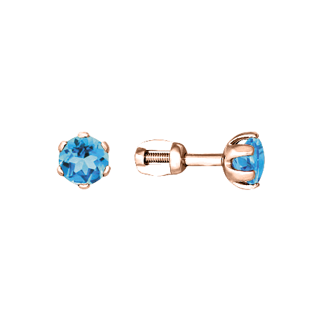 Ohrstecker aus 585er Rotgold mit blau Topas