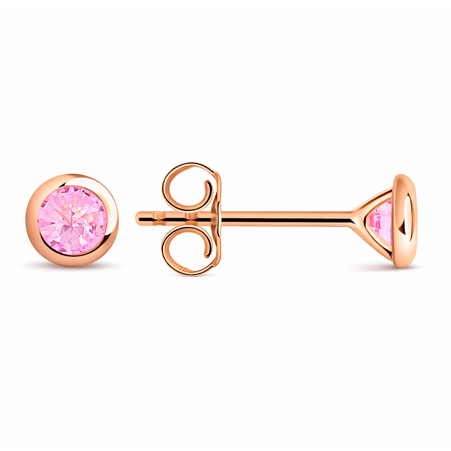 Stud earrings in 585 rose gold, with zirconia