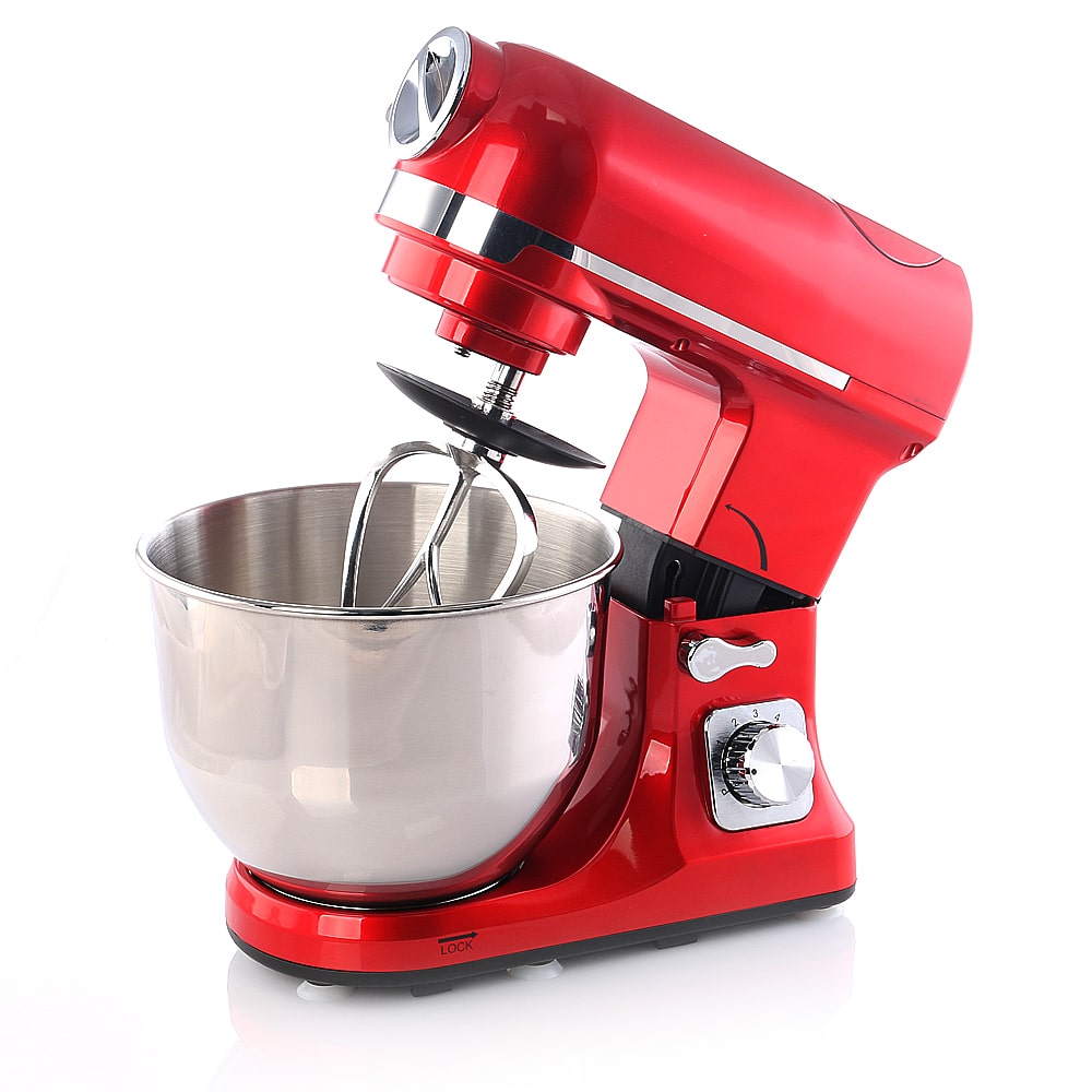 BEM Alex Küchenmaschine 3-in-1 mit Zubehör aus Edelstahl 5 Liter in rot