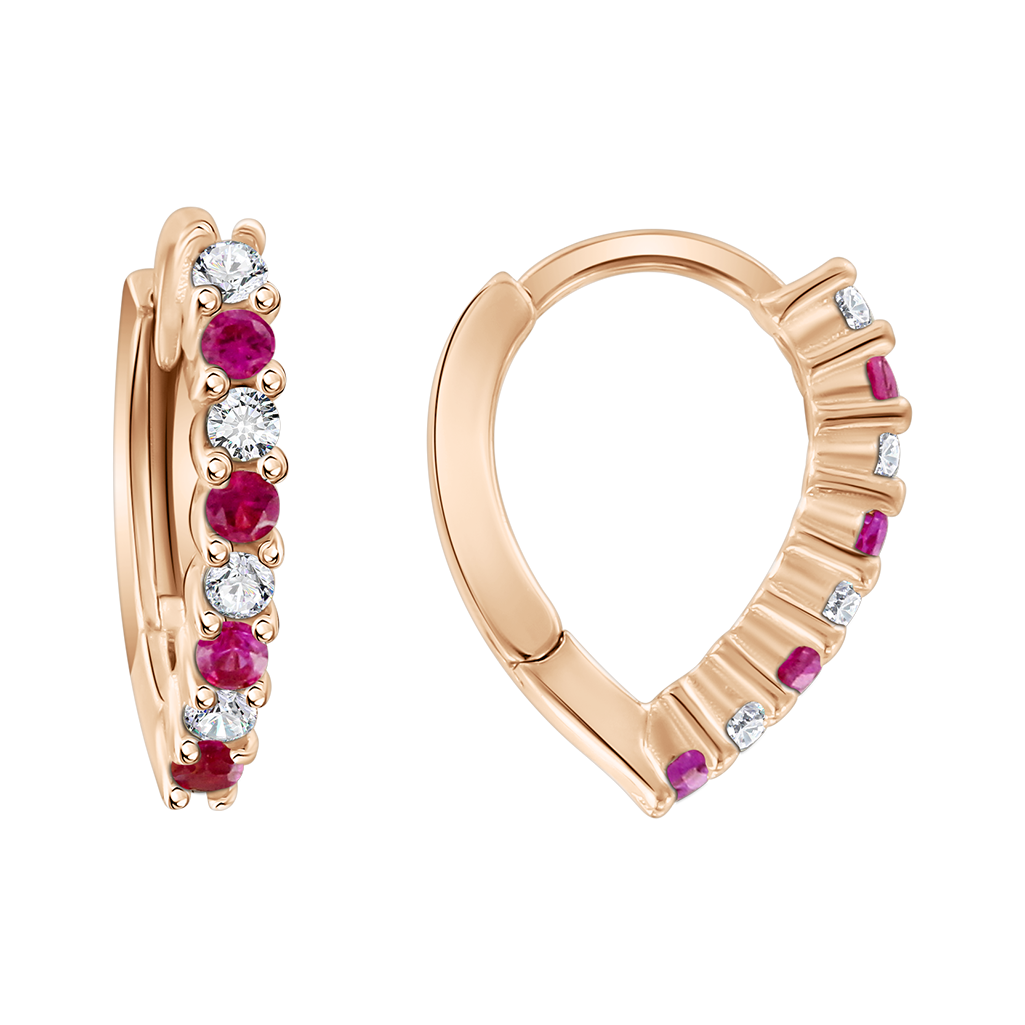 Ohrringe aus Rotgold 585 mit Zirkonia, Höhe ca. 12 mm