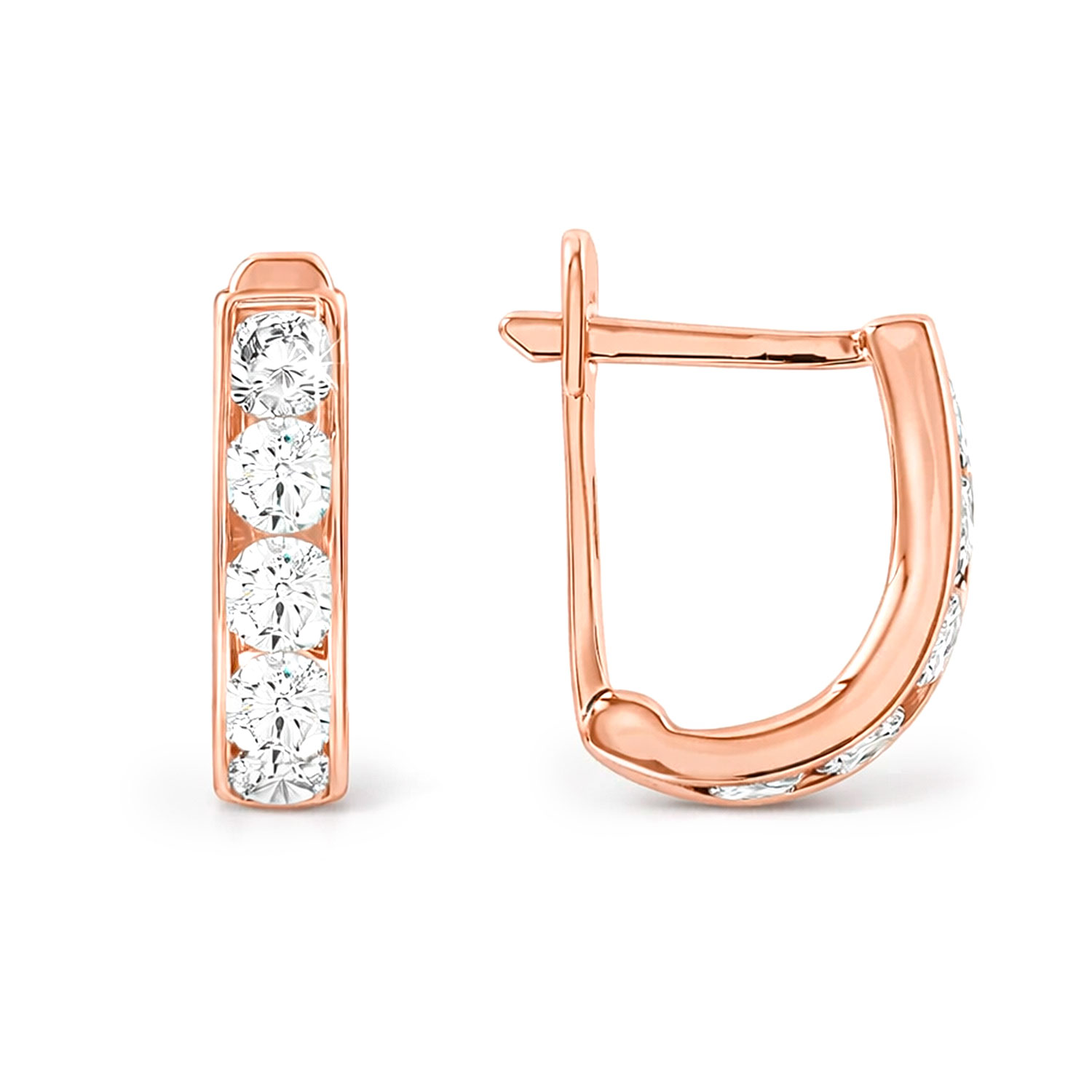 Серьги из красного золота 585 пробы, с фианитами