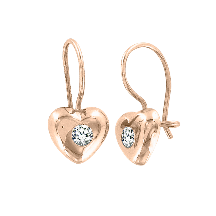 Серьги из красного золота 585 пробы, с фианитами