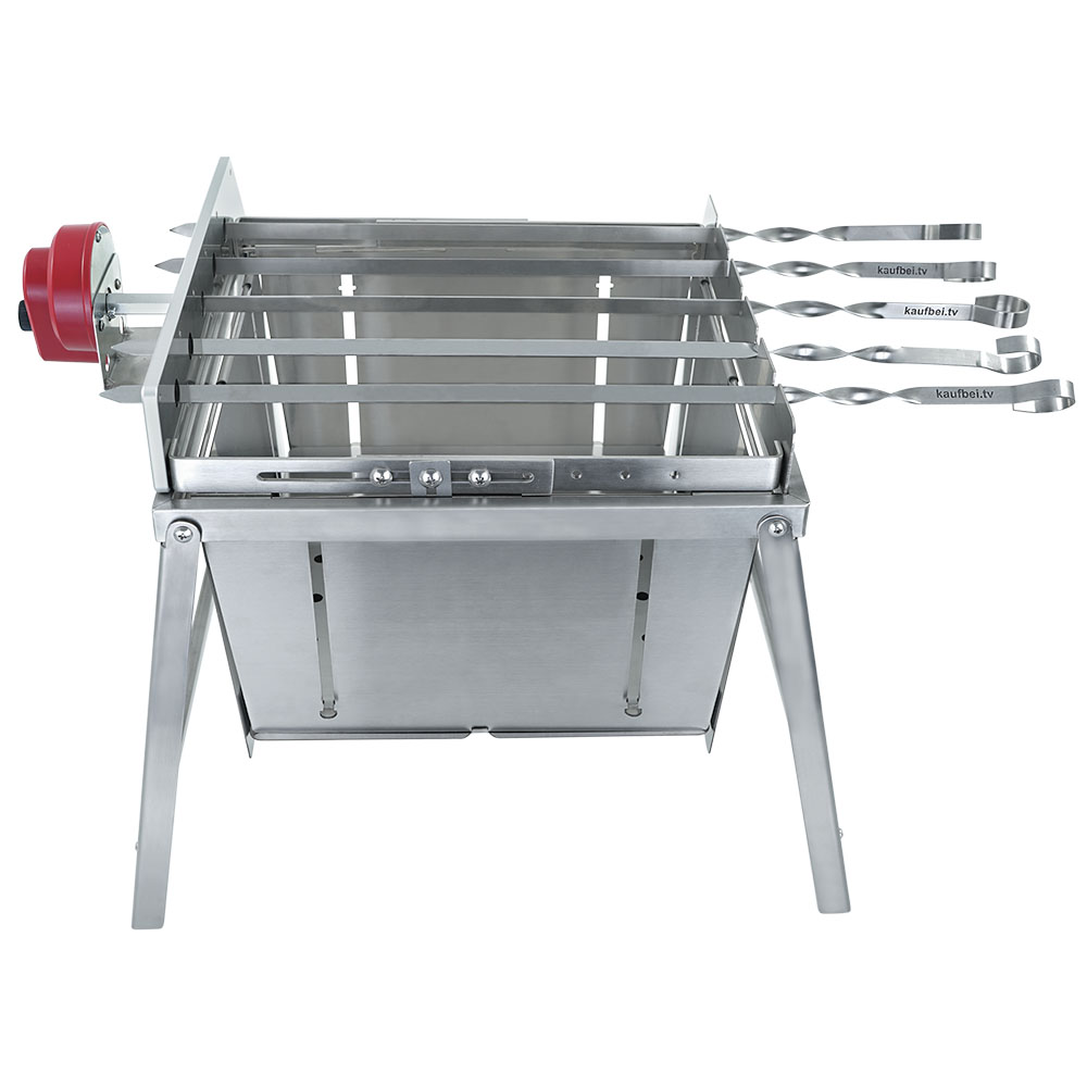 RAMBO ToGo stainless steel shashlik grill with motor, portable and compact