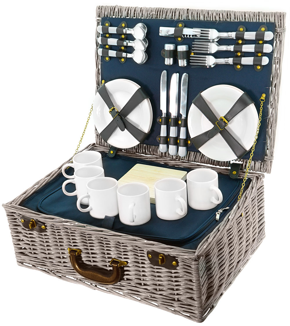 Smak Picknickkorb Luxus mit Geschirr aus Keramik für 6 Personen
