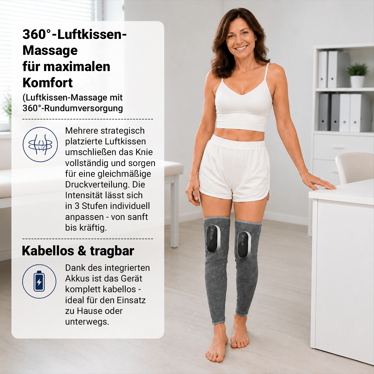 BEM LegSense Pro - cordless leg massager with heat function and gentle compression